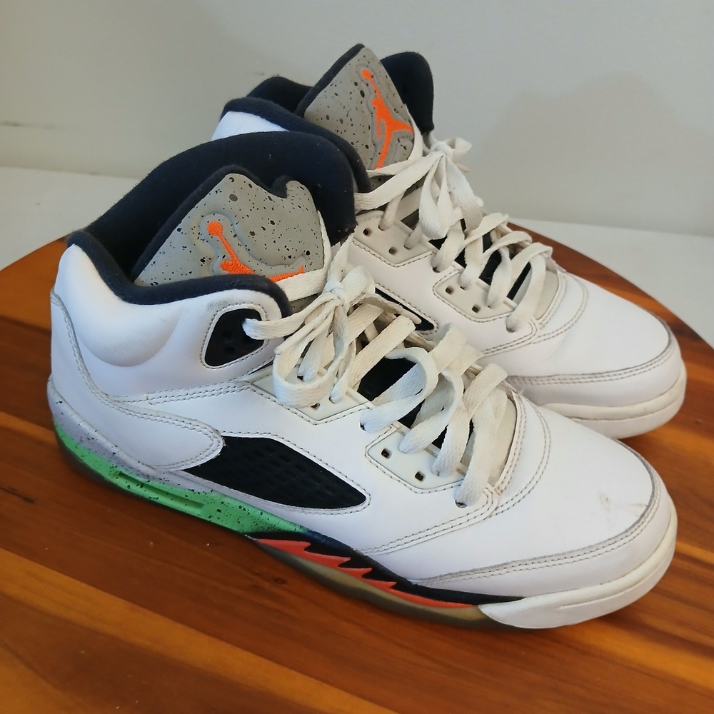Jordan 5 Retro Poison Green GS Kids 7Y White Shoes Sneakers 440888-115 - Picture 3 of 8